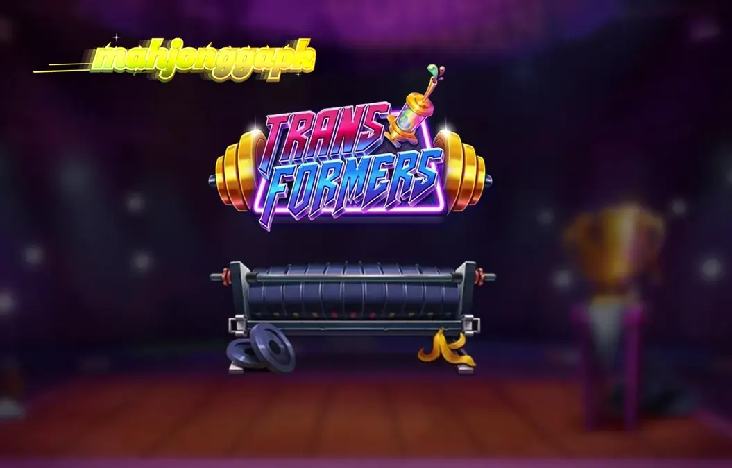 Tampilan layar permainan slot Transformers pada perangkat mobile dengan elemen grafis neon yang mencolok.